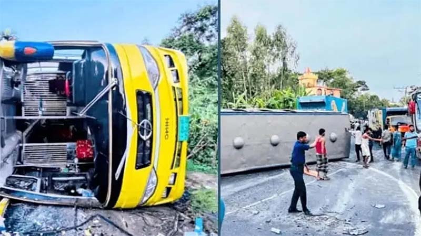 চট্টগ্রাম-কক্সবাজার মহাসড়কে যাত্রীবাহী বাস উল্টে আহত ২০