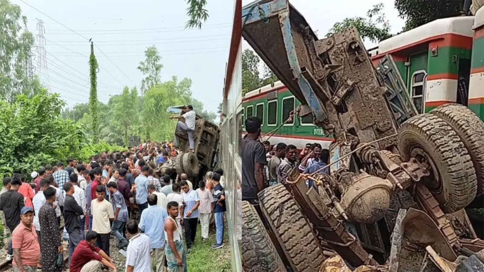 ট্রাকের সঙ্গে ট্রেনের ধাক্কা