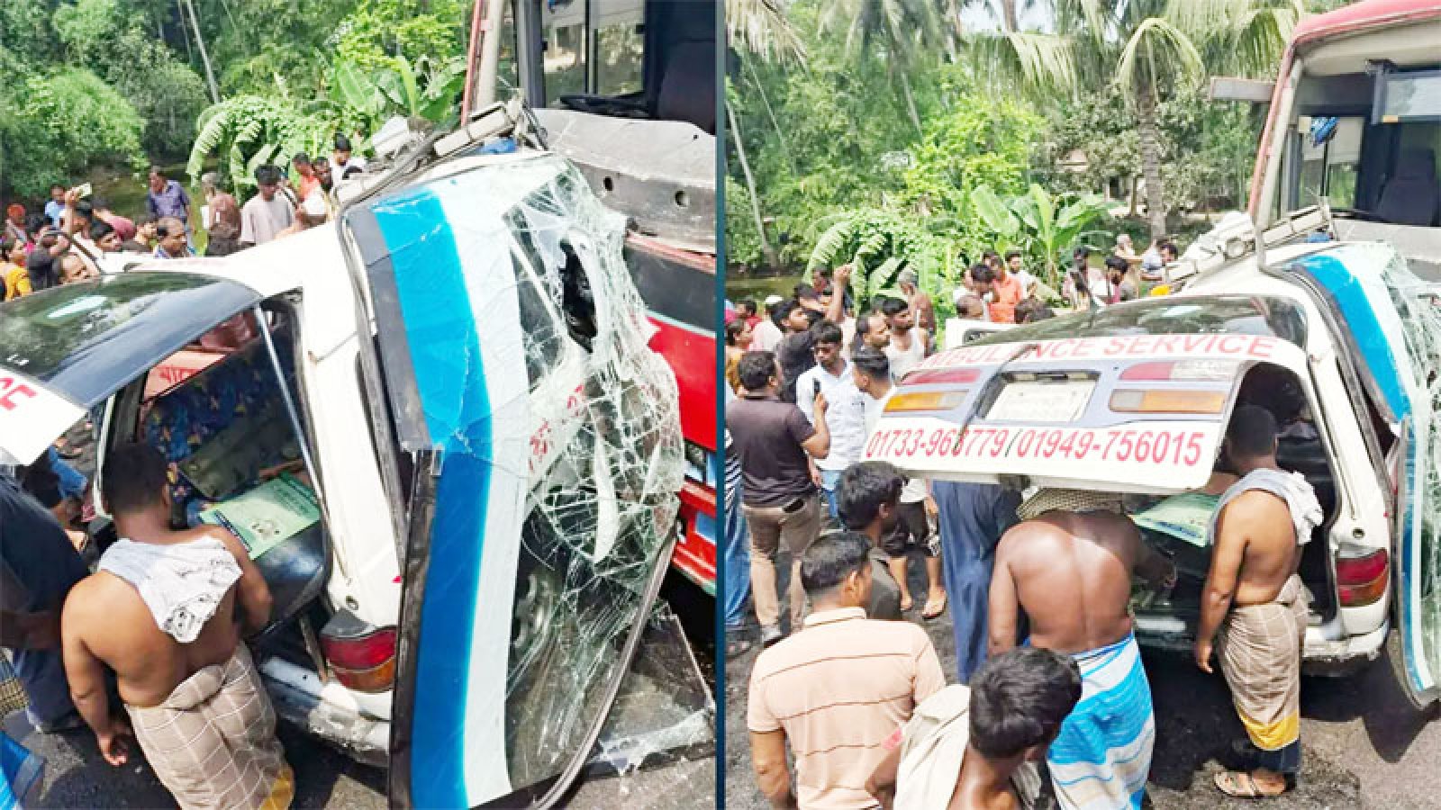 বাস-অ্যাম্বুলেন্সের সংঘর্ষে নিহত ৫