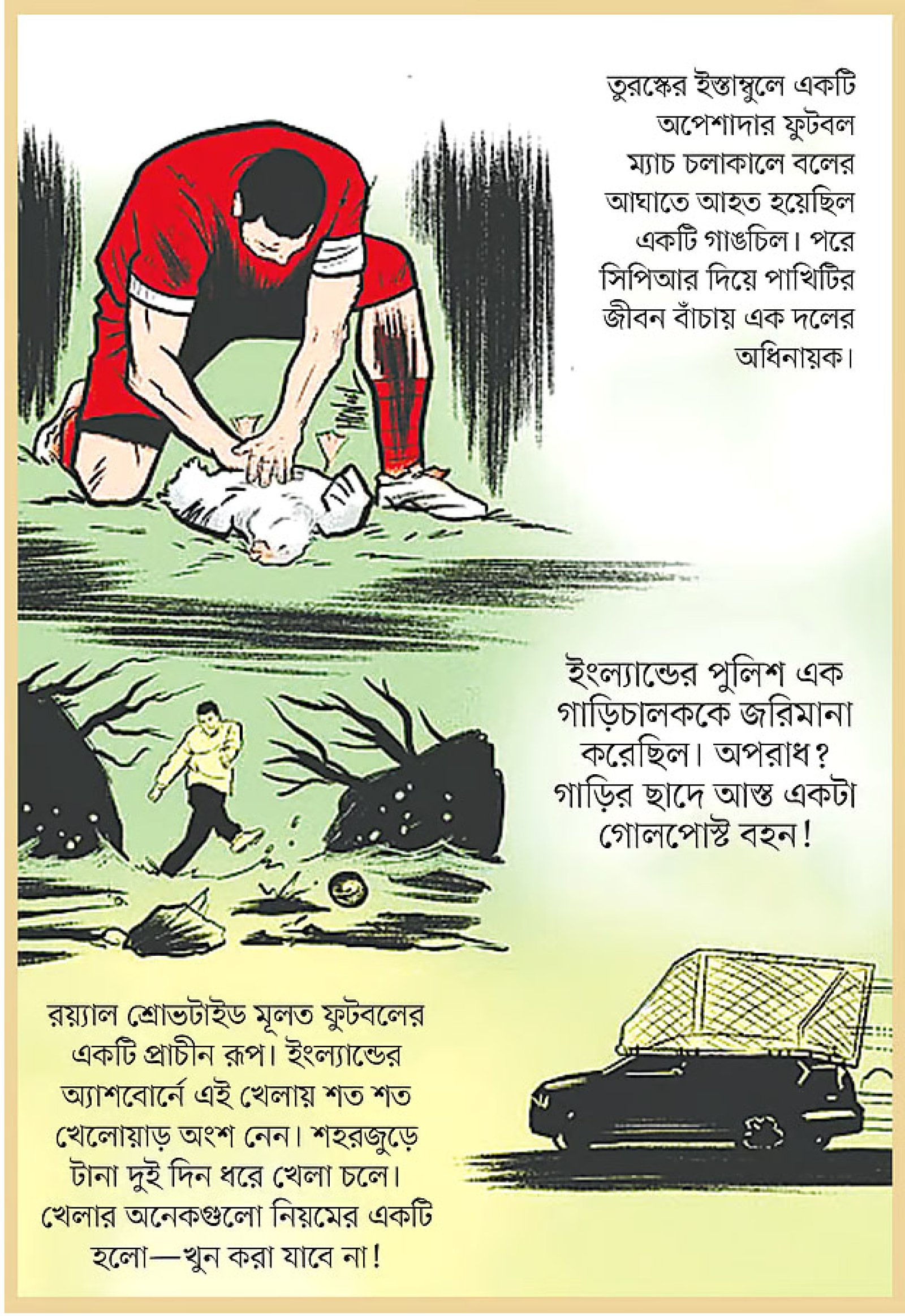 গাড়ির ছাদে আস্ত গোলপোস্ট