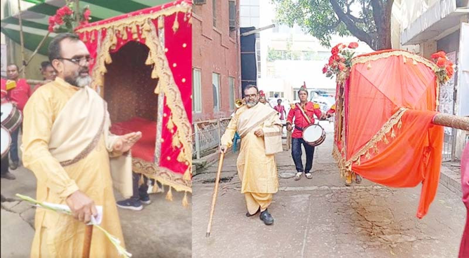 ব্যান্ড পার্টি ও পালকি নিয়ে ভোট দিতে এলেন অভিনেতা