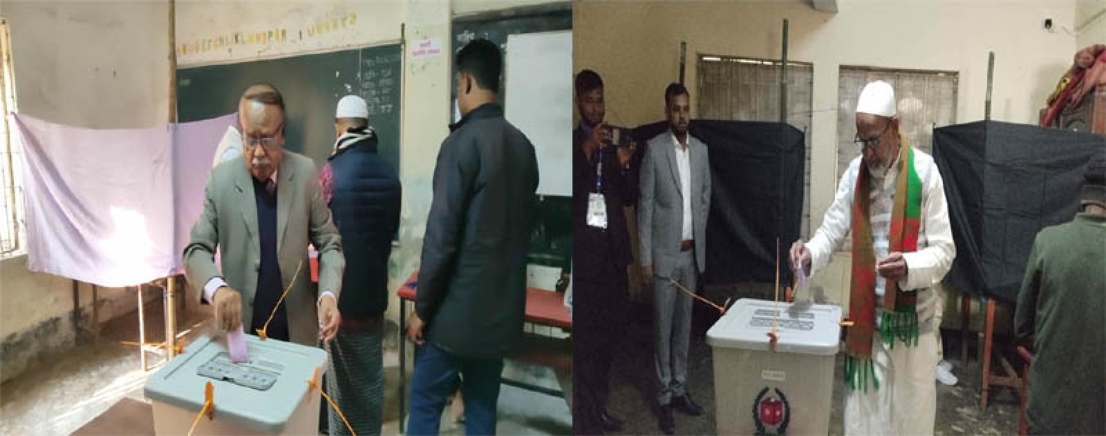 নওগাঁ-১আসনে দুই হেভিওয়েট প্রার্থীর ভোট প্রদান