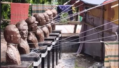 টাঙ্গাইলে সাত বীরশ্রেষ্ঠদের ভাস্কর্যে দড়ি বেঁধে মেলার স্টল