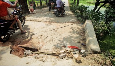 দুই উপজেলার মাঝখানে ‘মৃত্যুফাঁদ’—৭ দিনেও মেরামতের খবর নেই