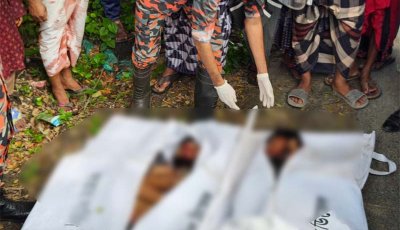 গোদাগাড়ীতে দুই ট্রাকের চাপায় মোটরসাইকেল আরোহী ২ কলেজ ছাত্র নিহত