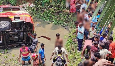 যাত্রীবাহী বাস উল্টে খাদে পড়ে তিনজন নিহত