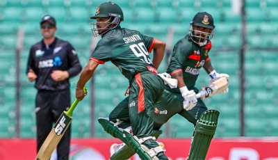 শান্তর সেঞ্চুরি ও লিটনের ফিফটিতে বাংলাদেশের চ্যালেঞ্জিং পুঁজি