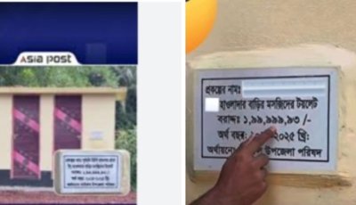 পটুয়াখালীর বাউফলে মোসজিদের ২ টয়লেট নির্মাণে ব্যয় ২ কোটি টাকা